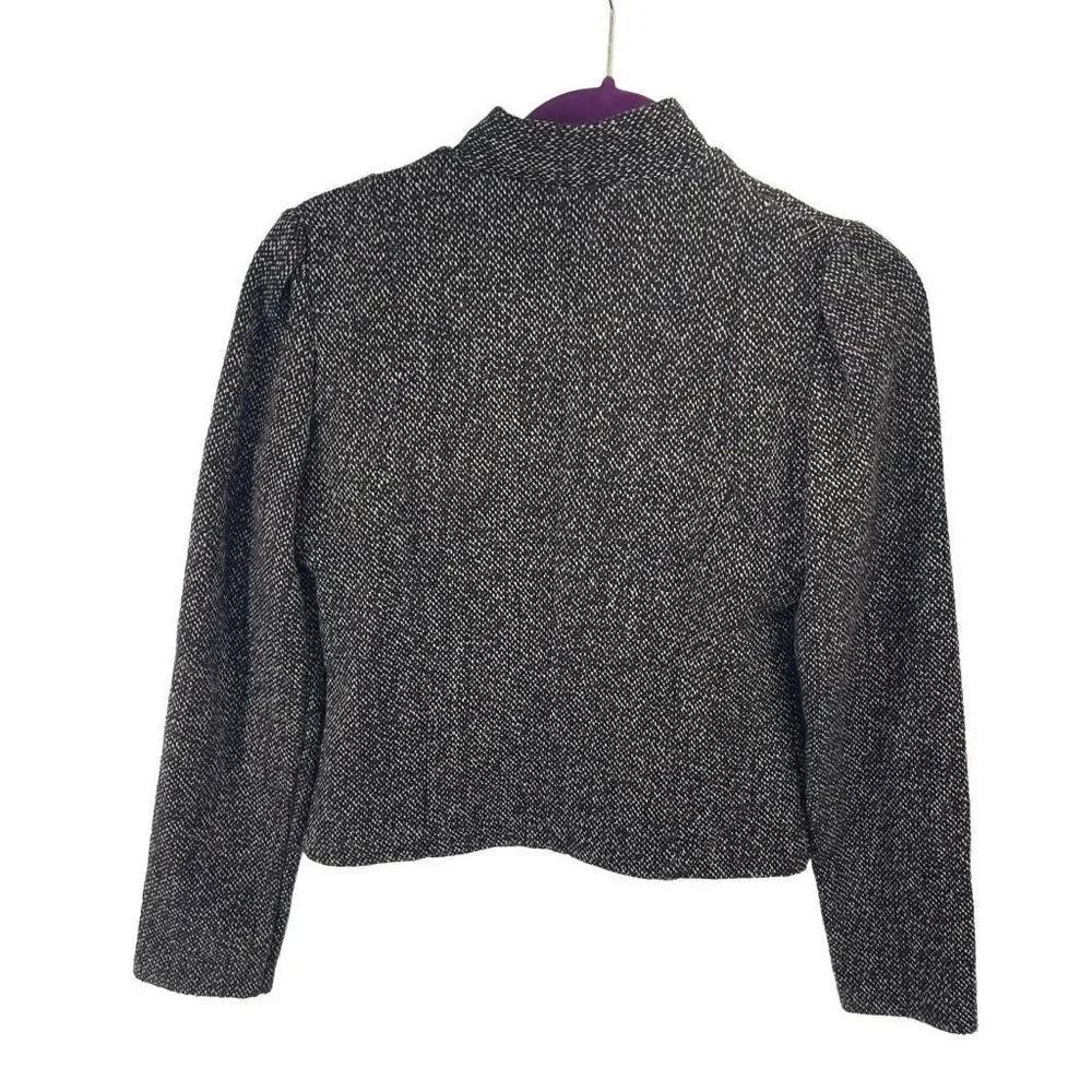 Lux Women's High Neck Collar Tweed Office Jacket Blazer Multicolor Size Small